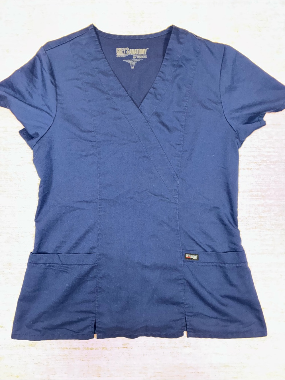 Grey's Anatomy Navy Blue Wrap V-Neck Scrub Top and matching pants